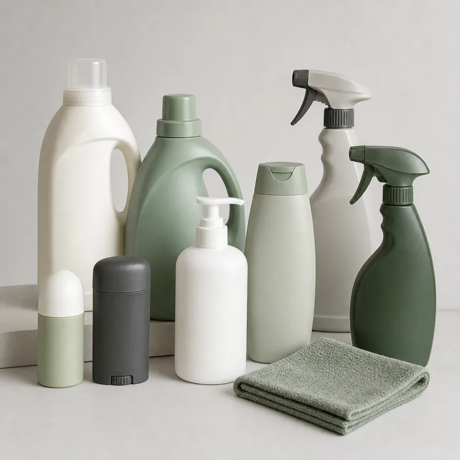 Household care products arranged for display