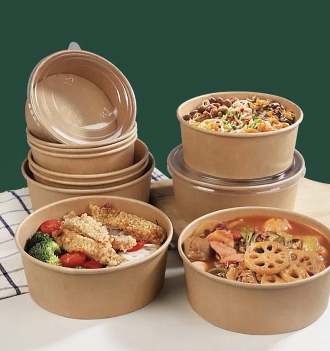 Kraft packaging bowls available from DM PAKS LTD