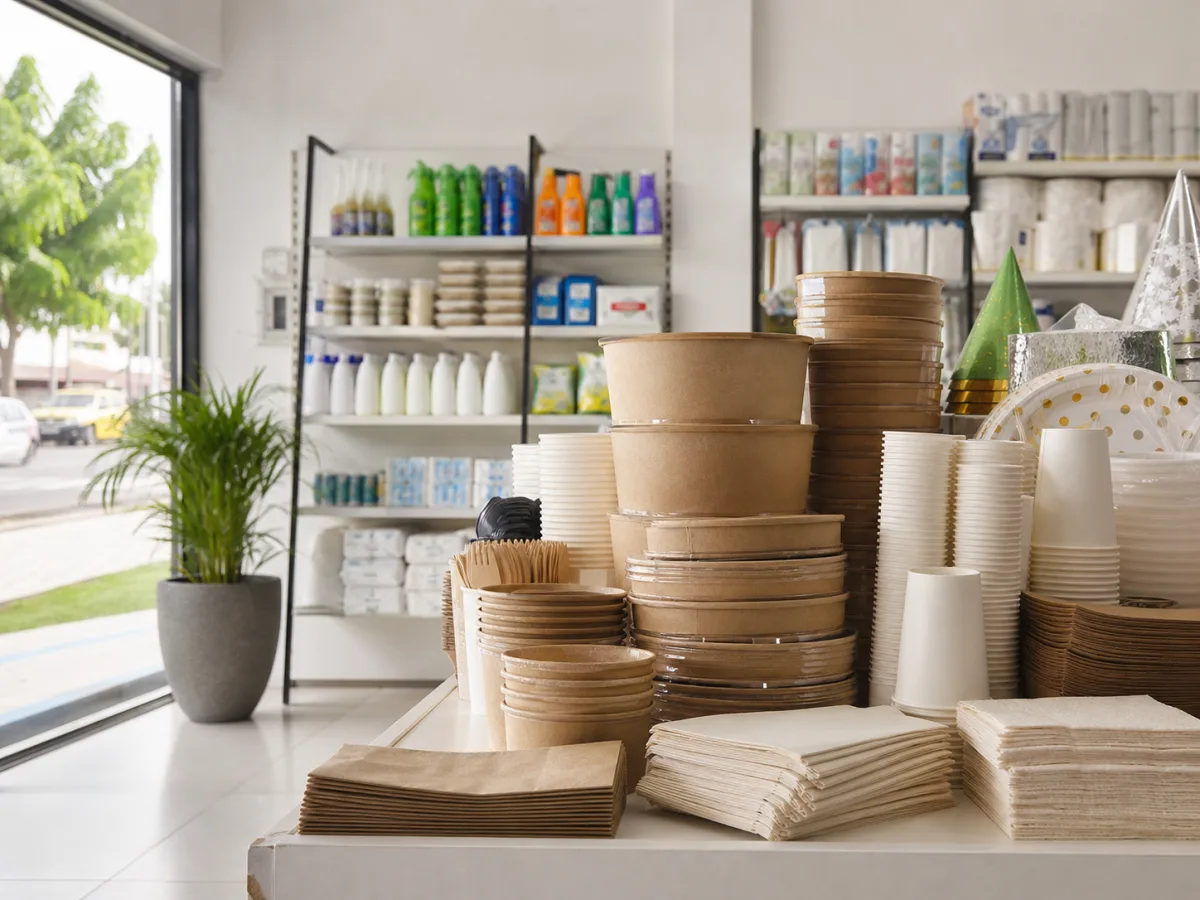 Packaging display inside a clean local store